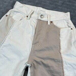 PacSun White & Tan Patchwork High Waist Button Fly Denim Dad‎ Jeans 22